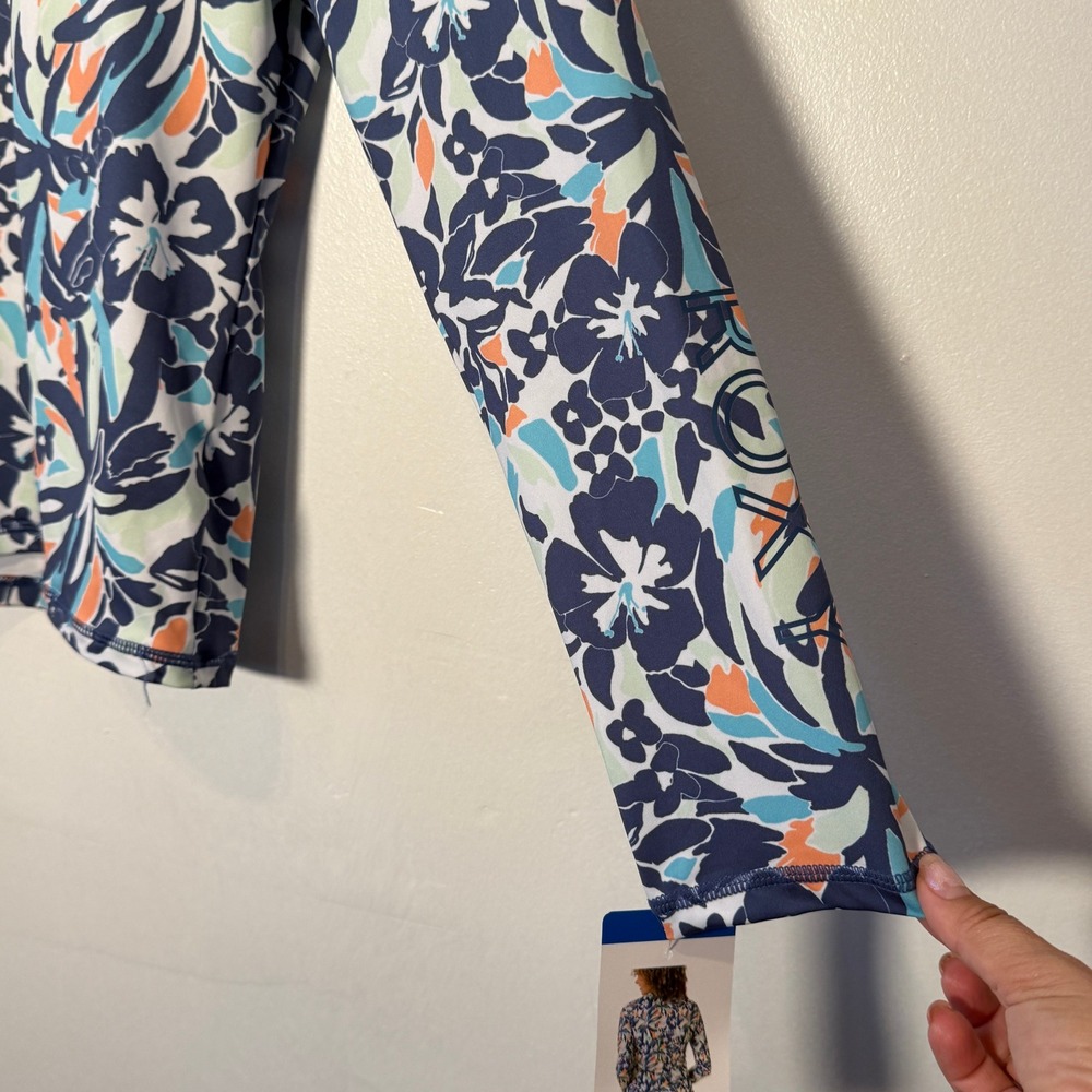 Roxy Womens Long Sleeve Rash Guard UPF 50 Floral Print Blue Mint Large NWT - Picture 3 of 5